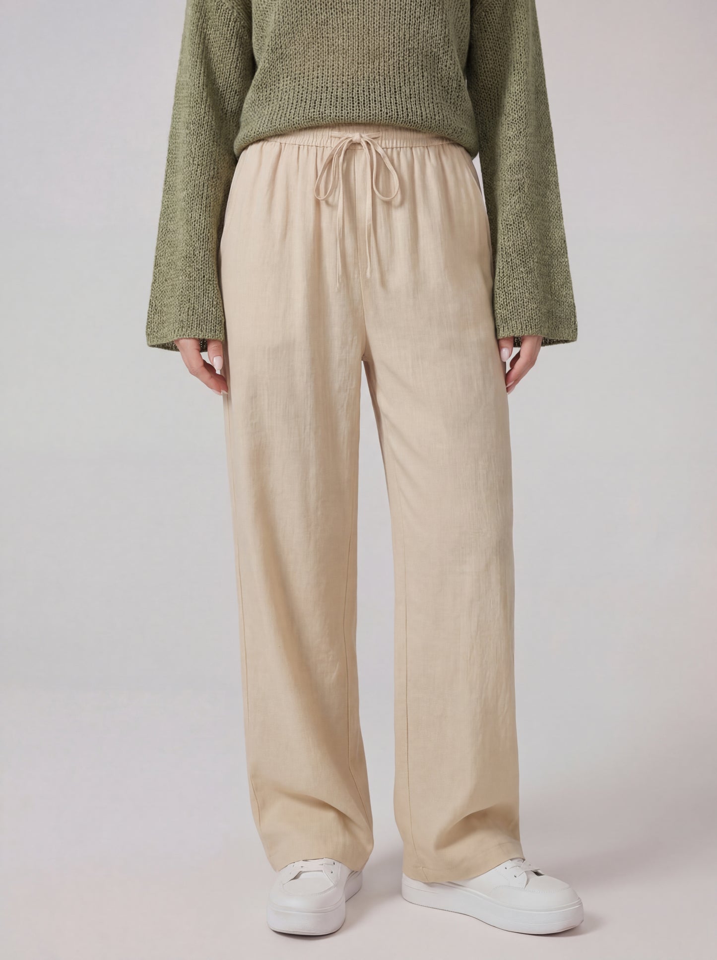 Drawstring Wide Leg Trousers