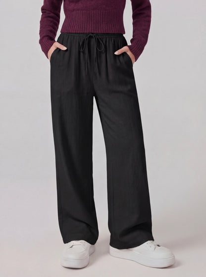 Drawstring Wide Leg Trousers