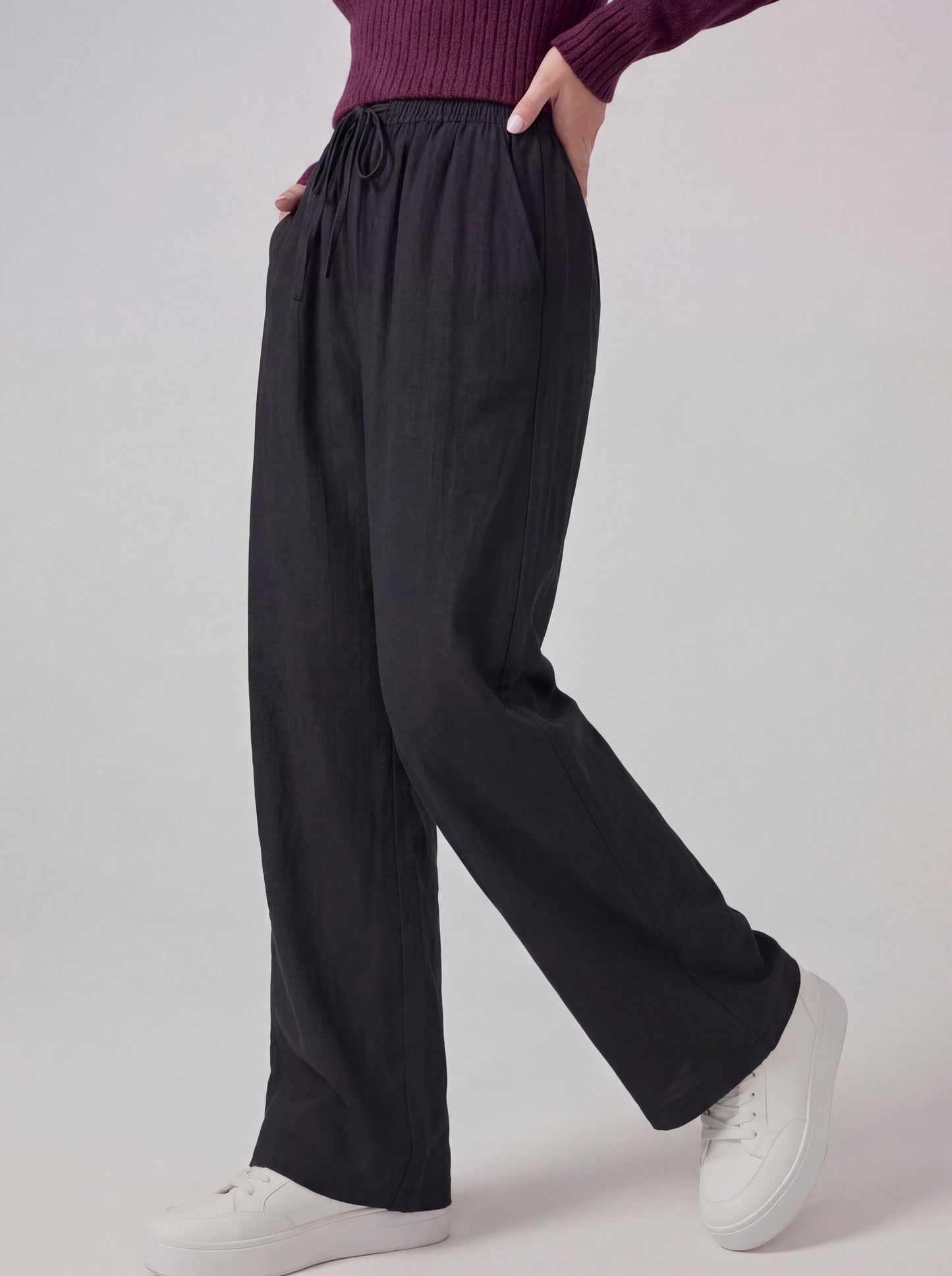 Drawstring Wide Leg Trousers