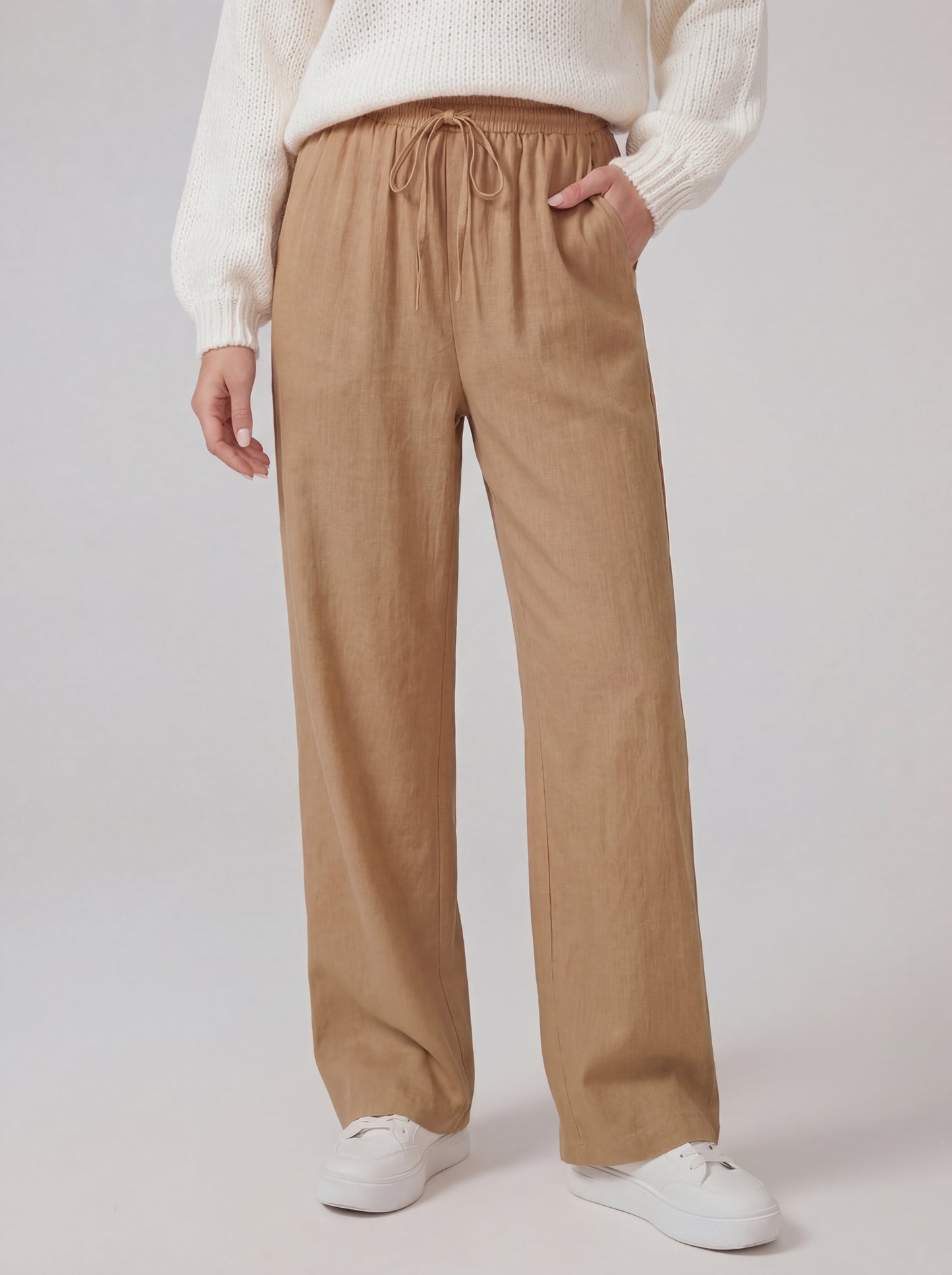 Drawstring Wide Leg Trousers