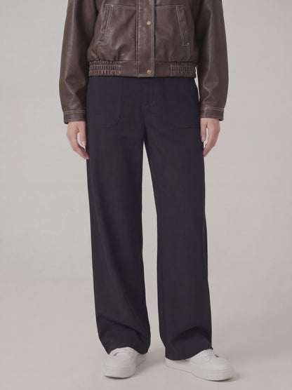 RE:VYBE Wide Leg Patch Pocket Trousers — relaxed women's pants with oversized patch pockets