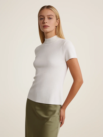 Ribbed Mock Neck Knit Top